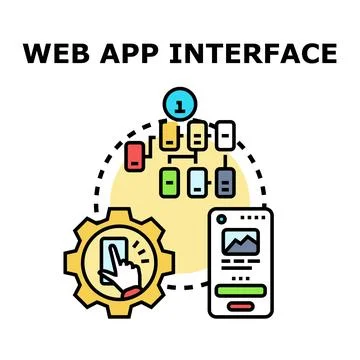 Web app interface development planning and design Stock Illustration