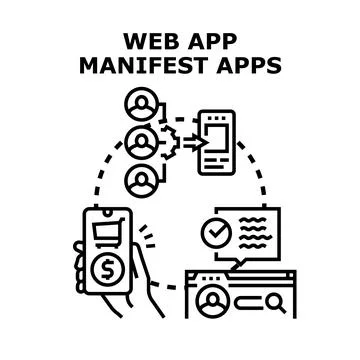 Web app manifest connecting users and services 스톡 일러스트