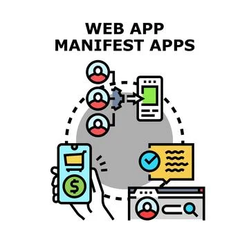 Web app manifest connecting users and services Stock Illustration