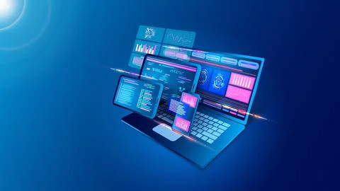 Web app software. Internet platform. Digital application. Business website Stock Illustration