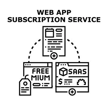 Web app subscription service offering digital content Stock Illustration