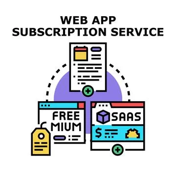 Web app subscription service offering digital content Illustrazione stock