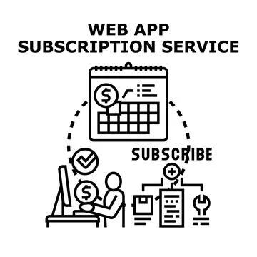 Web app subscription service offering digital content Stockillustratie