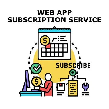 Web app subscription service offering digital content Stock Illustration