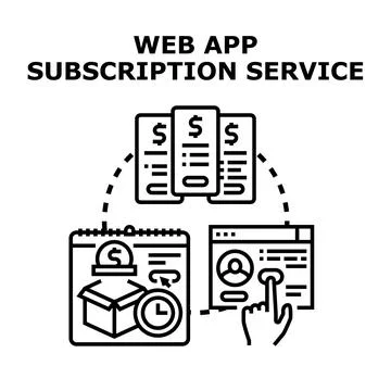 Web app subscription service providing online interface Ilustração Stock