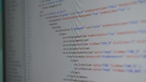 Web, application and software developement. Programming code on a monitor. Stock Footage 140458263