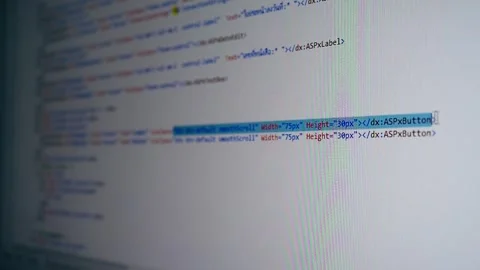 Web, application and software developement. Programming code on a monitor. Video stock 242903939