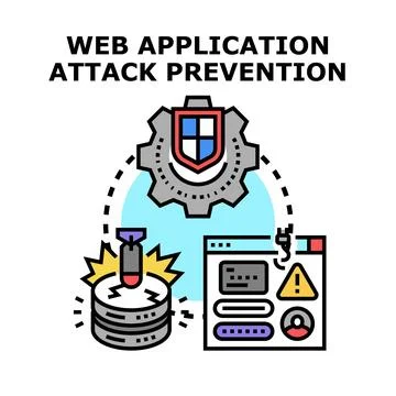 Web application attack prevention and cybersecurity protecting data 库存插图