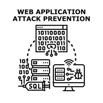 Web application attack prevention and protection concept Illustrazione stock