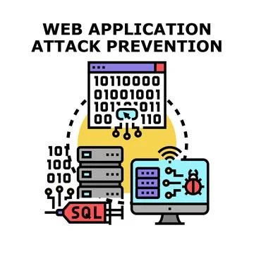 Web application attack prevention and protection concept Stock Illustration