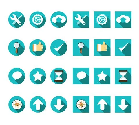 Web application browser vector icon set pack Stock Illustration