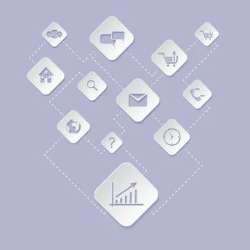 Web application for business, e commerce icon set Stock Illustration