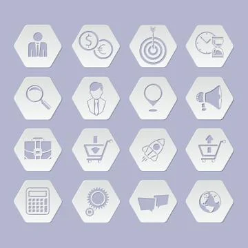 Web application for business, e commerce icon set Stock Illustration