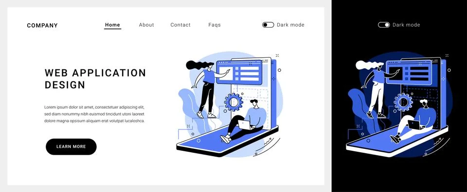 Web application design vector concept landing page. イラスト素材