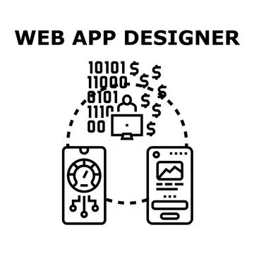 Web application designer developing digital revenue solutions Stockillustratie