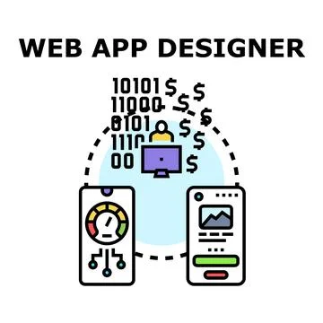 Web application designer developing digital revenue solutions Stock Illustration