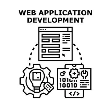 Web application development programming creating digital solutions イラスト素材