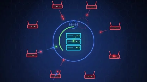 Web Application Firewall Blocks virus animation 4k futuristic technolgy 動画素材 347606504