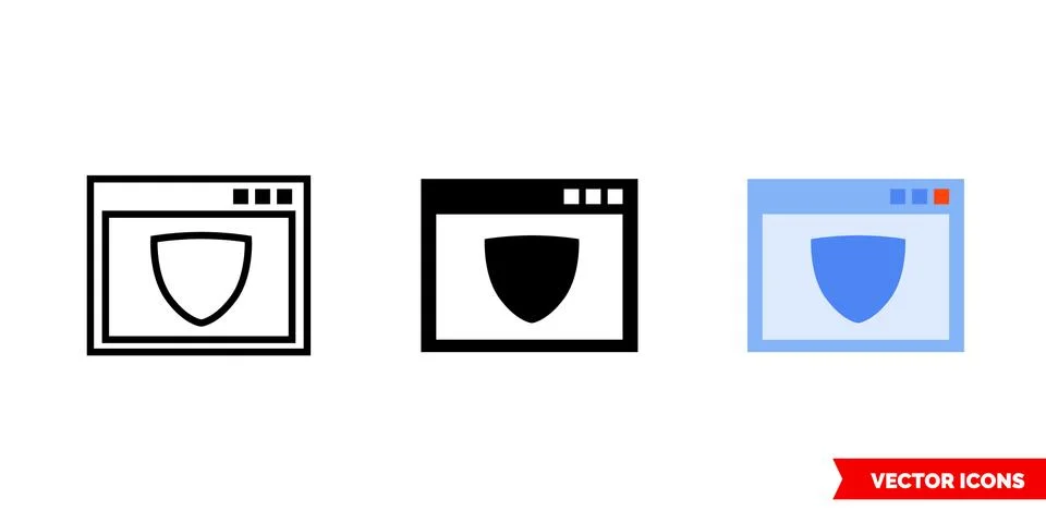 Web application firewall icon of 3 types color, black and white, outline. Iso Stock Illustration