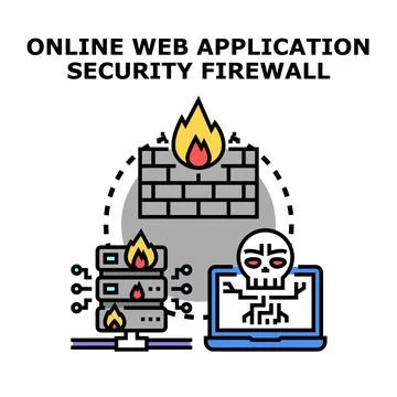 Web application firewall securing server and network data Stock Illustration