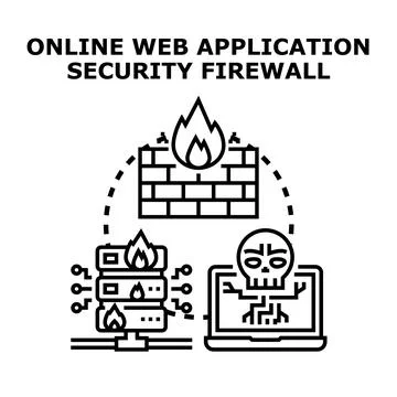 Web application firewall securing server and network data Stock Illustration