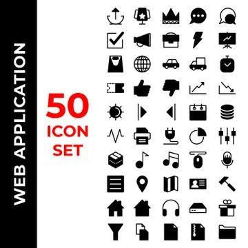 Web application icon set include upload, cup, crown, comments, check, announc Illustrazione stock