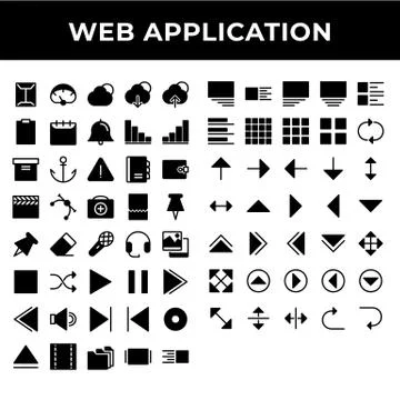 Web application icon set include portfolio,world,car,truck,ticket,thumb,stats Illustrazione stock