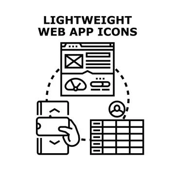 Web application icons for digital interface development 库存插图