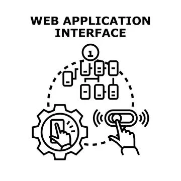 Web application interface development and user interaction concept 库存插图