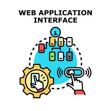 Web application interface development and user interaction concept Ilustração Stock