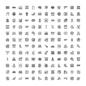 Web application line icons representing various concepts Stock Illustration