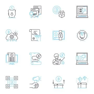 Web application linear icons set. Interface, Accessibility, Navigation Stock Illustration