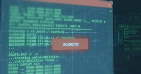 Web application penetration test and flickering SCANNING button Stock Footage 321758907