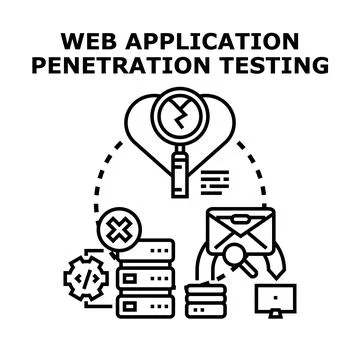 Web application penetration testing cybersecurity concept Illustrazione stock