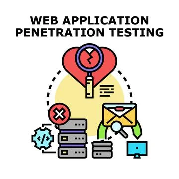 Web application penetration testing cybersecurity concept Illustrazione stock