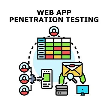Web application penetration testing cybersecurity concept Stock Illustration