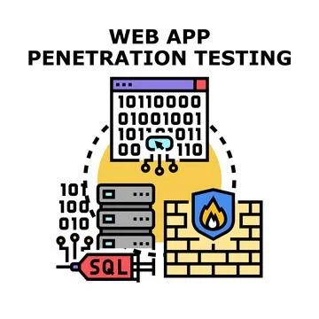 Web application penetration testing network security concept 스톡 일러스트
