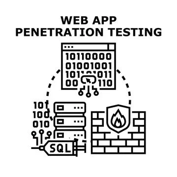 Web application penetration testing network security concept Illustrazione stock