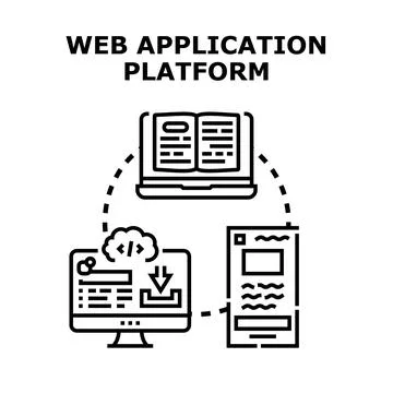 Web application platform developing online software concepts Stock Illustration