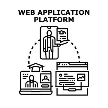 Web application platform for online education and business 스톡 일러스트