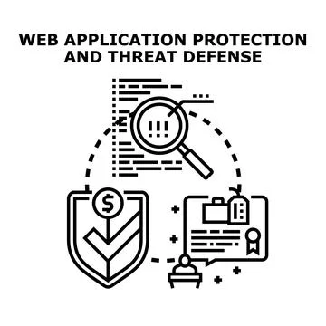 Web application protection and cyber threat defense concept Illustrazione stock