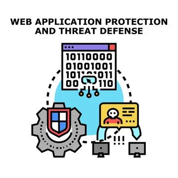Web application protection and threat defense system cyber security Stock Illustration