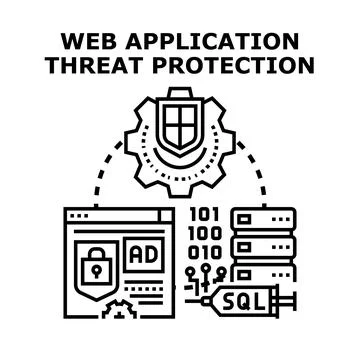 Web application security blocking and preventing cyber threats Stock Illustration