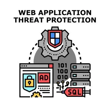 Web application security blocking and preventing cyber threats イラスト素材