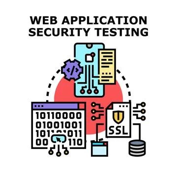 Web application security testing concept illustrating digital data protection Illustrazione stock