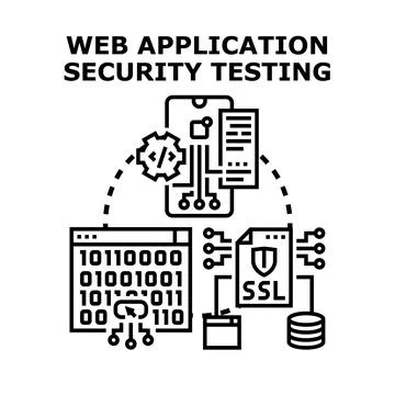 Web application security testing concept illustrating digital data protection Illustrazione stock