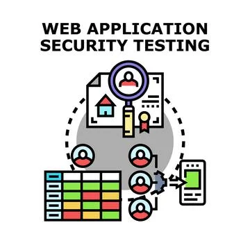 Web application security testing process evaluating digital vulnerabilities Stock-Illustration