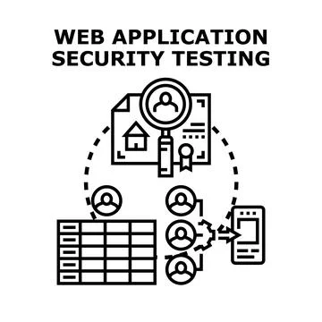 Web application security testing process evaluating digital vulnerabilities Stock Illustration