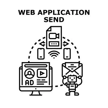 Web application sending data and content sharing concept Stock Illustration