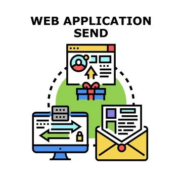 Web application sending data and receiving digital gifts Stock Illustration